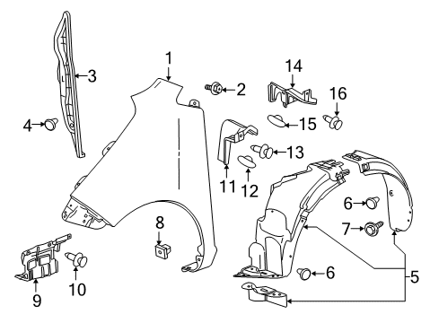 2013 Chevrolet Spark Fender & Components Fender Diagram for 95364002