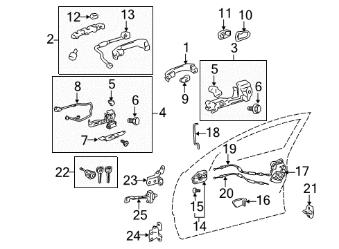 2011 Toyota Avalon Front Door Handle, Outside Diagram for 69210-07010-G1