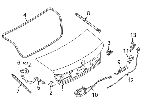 2021 BMW 740i Trunk Lid & Components Trunk Lid Gasket Diagram for 51767357103