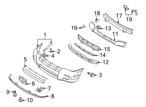 2009 Mercury Mountaineer Front Bumper Insert Panel Diagram for 6L9Z-17D635-AAPTM