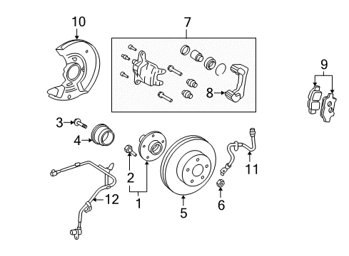 2005 Toyota Prius Brake Components Front Pads Diagram for 04465-47050