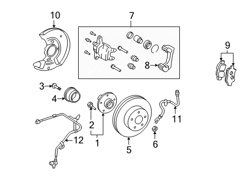 2005 Toyota Prius Brake Components Brake Hose Diagram for 90947-02F18