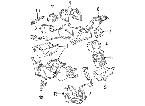 1998 Plymouth Voyager A/C Evaporator & Heater Components Air Conditioning Mode Control Actuator Diagram for 4734026