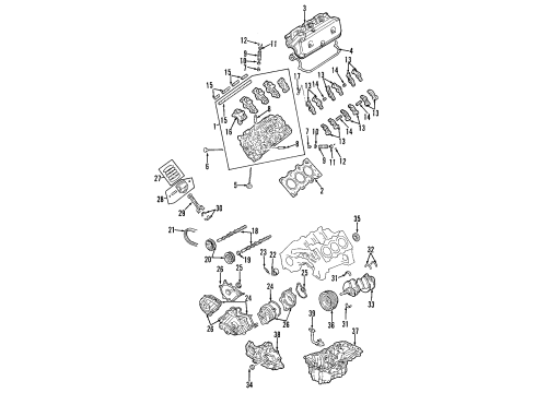 1999 Acura RL Engine Parts, Mounts, Cylinder Head & Valves, Camshaft & Timing, Oil Pan, Oil Pump, Balance Shafts, Crankshaft & Bearings, Pistons, Rings & Bearings Spring, Rocker Arm Diagram for 14645-P5A-000