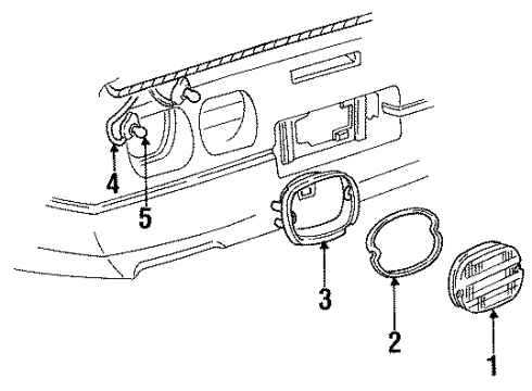 1995 Chevrolet Corvette Tail Lamps Lens Diagram for 16509625