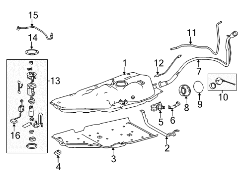 2018 Toyota Highlander Fuel System Components Band Sub-Assembly, Fuel Diagram for 77601-0E040