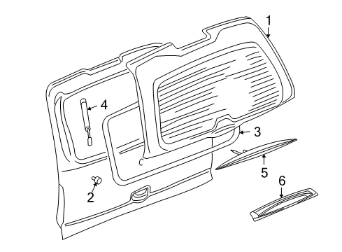 2003 Chevrolet Tahoe Lift Gate - Glass & Hardware Support Cylinder Stud Diagram for 15152086