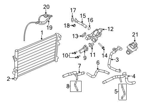 2009 Dodge Journey Radiator & Components Hose-Radiator Outlet Diagram for 5058566AB