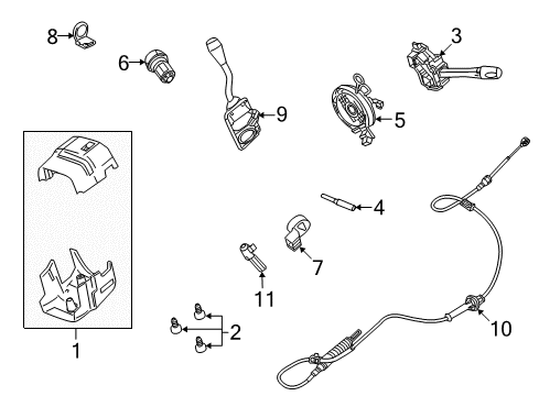 2008 Lincoln Town Car Shroud, Switches & Levers Ignition Immobilizer Module Diagram for 2S6Z-15607-BA