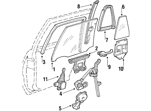 1987 Pontiac Bonneville Rear Door - Glass & Hardware Hdl Asm-R/Dr Inside Remote *Black Diagram for 20699117