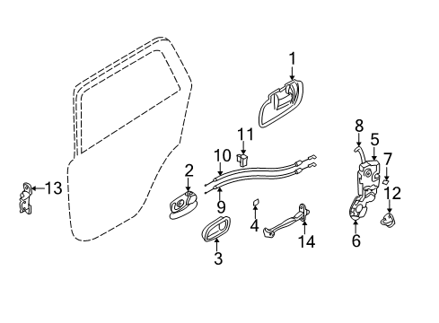 2002 Hyundai Santa Fe Rear Door Rear Interior Door Handle Assembly, Right Diagram for 83620-26010