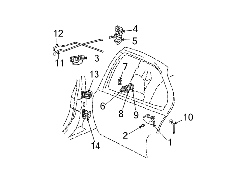 2005 Buick Century Front Door Regulator Diagram for 10334396