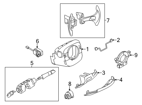 2010 Infiniti G37 Switches Switch Assembly-Auto Trans, Steering Diagram for 25549-JK000