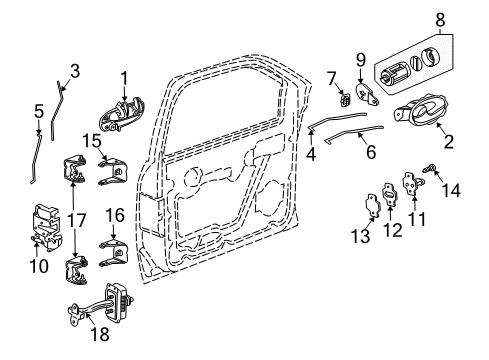 2008 GMC Envoy Front Door - Lock & Hardware Handle, Outside Diagram for 15291304