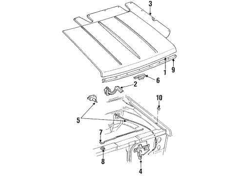 1992 Ford Explorer Hood & Components Release Cable Diagram for E9TZ-16916-A