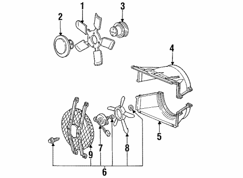 1993 Chevrolet K2500 Suburban Cooling System, Radiator, Water Pump, Cooling Fan Pulley-Fan & W/Pump Diagram for 10085664