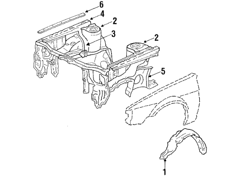 1987 Toyota Corolla Fender - Inner Components Splash Shield Diagram for 53875-12120