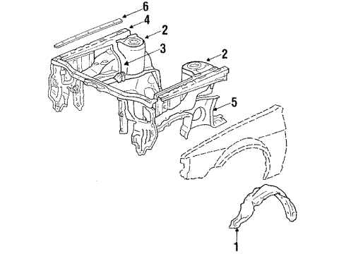1987 Toyota Corolla Fender - Inner Components Splash Shield Diagram for 53876-12110