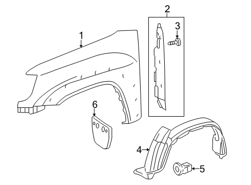 2015 Toyota Tacoma Fender & Components Extension Insert Diagram for 53851-04060