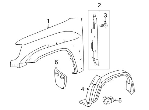 2006 Toyota Tacoma Fender & Components Fender Liner Diagram for 53875-04160