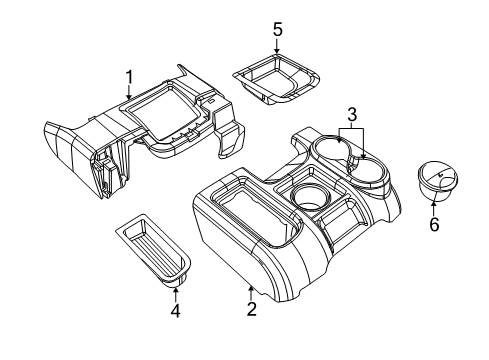 2014 Ram 2500 Center Console Console-Floor Diagram for 1EB18HL1AB