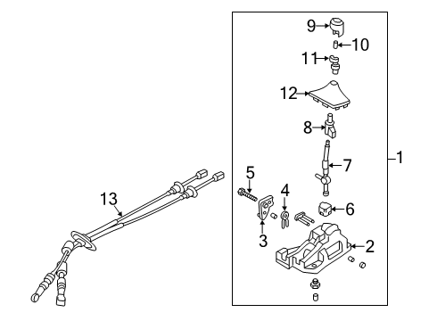 2020 Hyundai Veloster Manual Transmission Knob-GEARSHIFT Lever Diagram for 43711-F2300-NNB