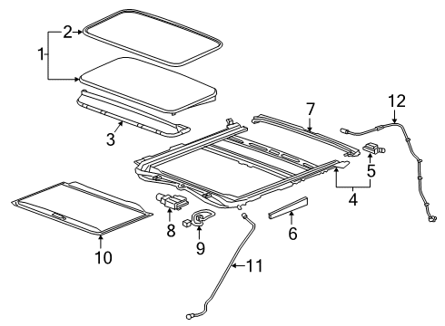 2019 Chevrolet Silverado 1500 Sunroof Sunroof Frame Bracket Diagram for 84498582