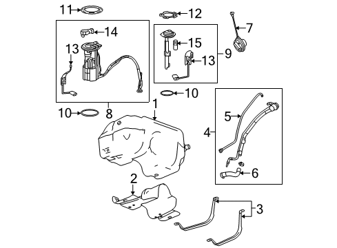 2007 Chevrolet Equinox Fuel System Components Level Sensor Diagram for 15904474