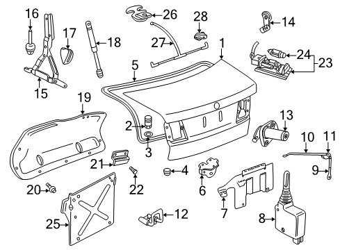 2003 Saab 9-5 Trunk Trunk Lamp Diagram for 12787007