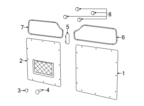 2018 Ram ProMaster 3500 Interior Trim - Back Door Push Pin Diagram for 68094743AA