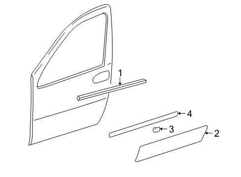 2005 Pontiac Montana Exterior Trim - Front Door Molding Asm-Front Side Door *Red T Diagram for 15824000