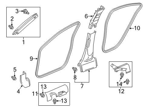 2021 Acura ILX Interior Trim - Pillars Garnish Right, Front (Light Jewel Gray) Diagram for 84101-TX6-A04ZF