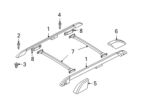 2012 Ford Expedition Luggage Carrier Rear Cap Diagram for 7L1Z-7855182-AA