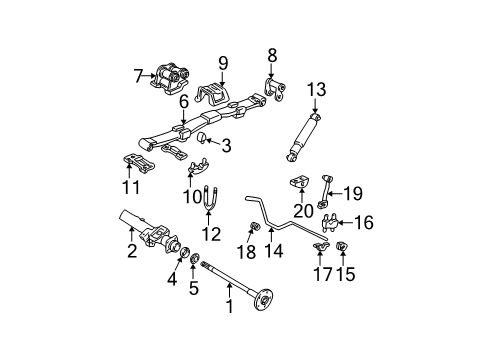 1995 GMC Safari Rear Suspension, Stabilizer Bar Rear Axle Shaft Assembly Diagram for 26015258