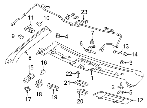 2017 Chevrolet Camaro Interior Trim - Roof Reading Lamp Assembly Diagram for 23396155