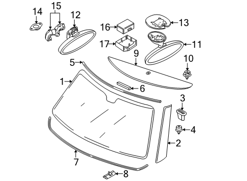 2006 Mini Cooper Wiper & Washer Components Set Of Covers Mirror Baseplate Diagram for 51167062264