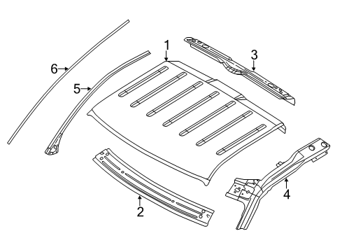 2012 Ford F-150 Roof & Components Inner Rail Diagram for BL3Z-1551187-A