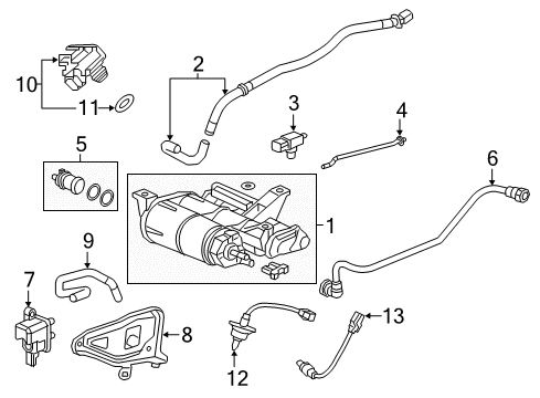 2019 Honda Civic Powertrain Control Tube Comp, Caniste Diagram for 17744-TBA-A01