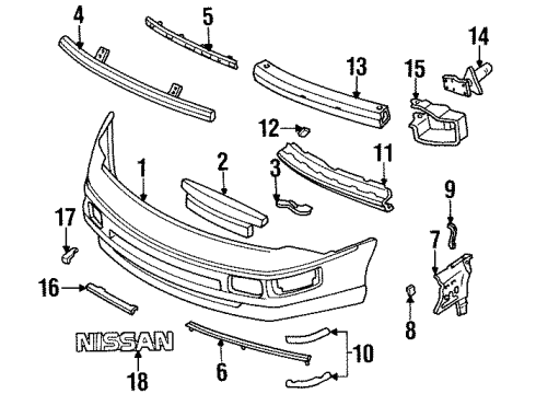 1995 Nissan 300ZX Front Bumper Bumper-Front LH Diagram for 62025-30P00