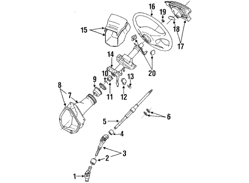 1993 Toyota Celica Steering Column, Steering Wheel & Trim, Steering Gear & Linkage, Ignition Lock Shaft Assy, Steering Main Diagram for 45210-20300