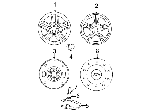 2003 Hyundai Tiburon Wheels, Covers & Trim 16 Inch Wheel Diagram for 52910-2C100