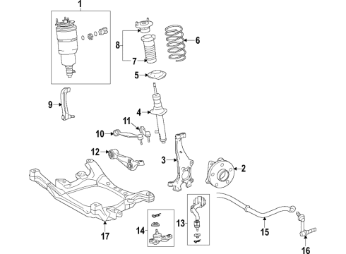 2020 Lexus LS500 Front Suspension, Lower Control Arm, Upper Control Arm, Ride Control, Stabilizer Bar, Suspension Components Cylinder Assembly, Pneumatic Diagram for 48020-50400