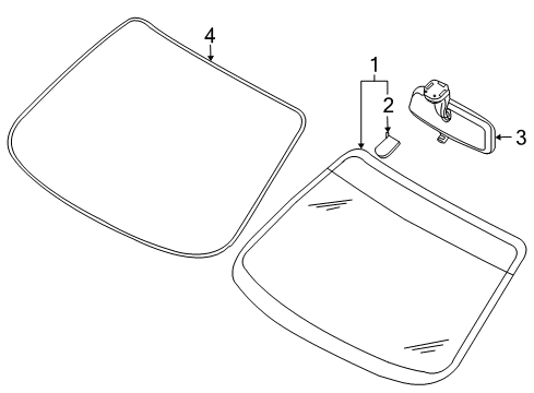 2010 Chevrolet Aveo5 Windshield Glass, Reveal Moldings Reveal Molding Diagram for 96648415