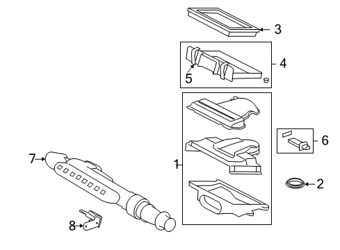 2008 Ford F-150 Powertrain Control Air Inlet Tube Diagram for 5L3Z-9F721-B