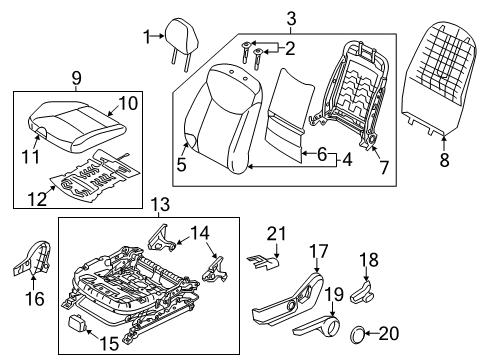 2011 Hyundai Elantra Heated Seats Cushion Assembly-FR Seat, Passenger Diagram for 88100-3X000-PBK