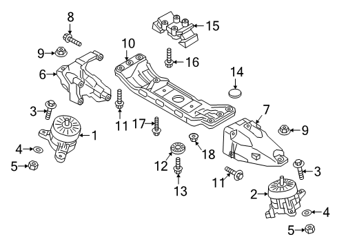 2017 Genesis G90 Engine & Trans Mounting Bolt Assembly-Engine Mounting Diagram for 21891-B1000