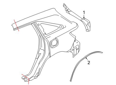 2014 Acura MDX Exterior Trim - Quarter Panel Cover, Right Rear Gutter Diagram for 74300-TZ5-A01