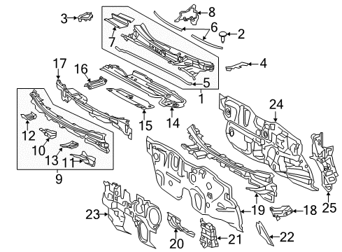 2020 Toyota Prius Prime Cowl Insulator Diagram for 55210-47300