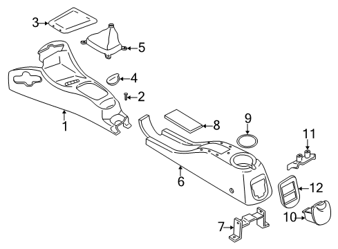 2000 Hyundai Accent Center Console Console-Front Diagram for 84611-25010-LT