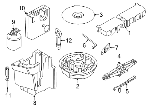 2020 BMW X2 Jack & Components Storage For Compact Spare Wheel Diagram for 71106857380